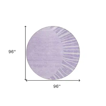 8' Lavender And Purple Round Abstract Washable Indoor Outdoor Area Rug