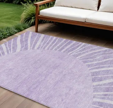 8' X 10' Lavender And Purple Abstract Washable Indoor Outdoor Area Rug