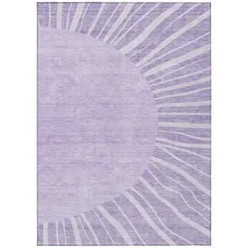 9' X 12' Lavender And Purple Abstract Washable Indoor Outdoor Area Rug