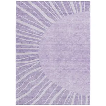 9' X 12' Lavender And Purple Abstract Washable Indoor Outdoor Area Rug