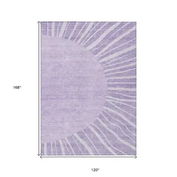 10' X 14' Lavender And Purple Abstract Washable Indoor Outdoor Area Rug