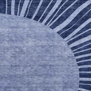 3' X 5' Navy Blue And Sky Blue Abstract Washable Indoor Outdoor Area Rug