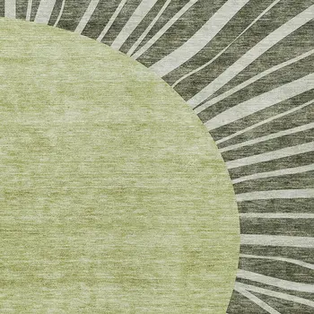 8' X 10' Olive Green And Artichoke Green Abstract Washable Indoor Outdoor Area Rug