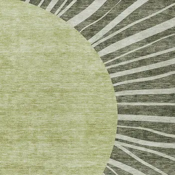 9' X 12' Olive Green And Artichoke Green Abstract Washable Indoor Outdoor Area Rug