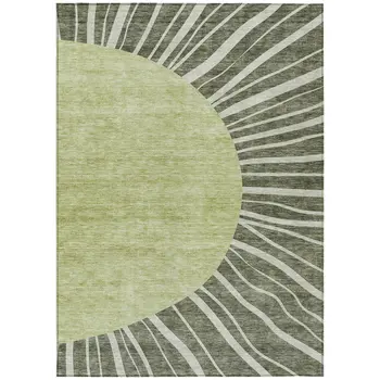 10' X 14' Olive Green And Artichoke Green Abstract Washable Indoor Outdoor Area Rug