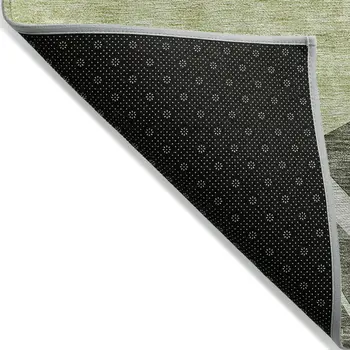 10' X 14' Olive Green And Artichoke Green Abstract Washable Indoor Outdoor Area Rug