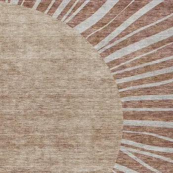 3' X 5' Orange Copper And Terra Cotta Abstract Washable Indoor Outdoor Area Rug
