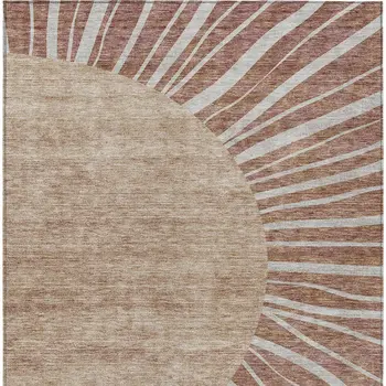5' X 8' Orange Copper And Terra Cotta Abstract Washable Indoor Outdoor Area Rug