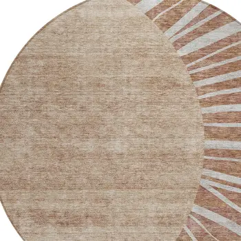 8' Orange Copper And Terra Cotta Round Abstract Washable Indoor Outdoor Area Rug