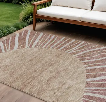 8' X 10' Orange Copper And Terra Cotta Abstract Washable Indoor Outdoor Area Rug