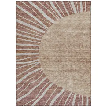 9' X 12' Orange Copper And Terra Cotta Abstract Washable Indoor Outdoor Area Rug