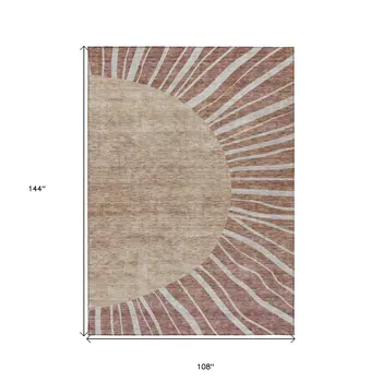 9' X 12' Orange Copper And Terra Cotta Abstract Washable Indoor Outdoor Area Rug