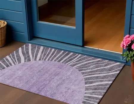 3' X 5' Purple Eggplant And Lavender Abstract Washable Indoor Outdoor Area Rug