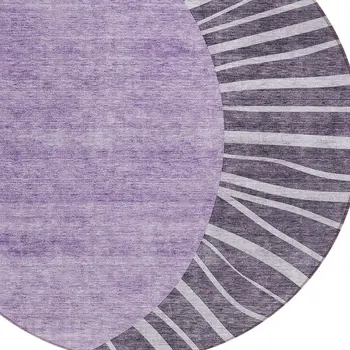 8' Purple Eggplant And Lavender Round Abstract Washable Indoor Outdoor Area Rug