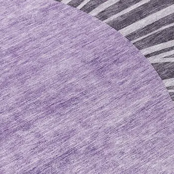 8' Purple Eggplant And Lavender Round Abstract Washable Indoor Outdoor Area Rug