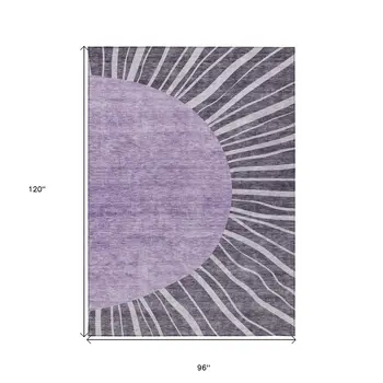 8' X 10' Purple Eggplant And Lavender Abstract Washable Indoor Outdoor Area Rug