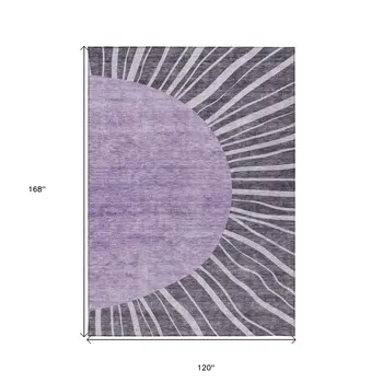 10' X 14' Purple Eggplant And Lavender Abstract Washable Indoor Outdoor Area Rug