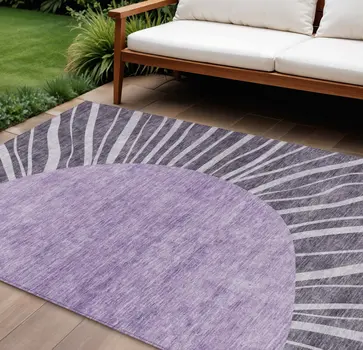 10' X 14' Purple Eggplant And Lavender Abstract Washable Indoor Outdoor Area Rug