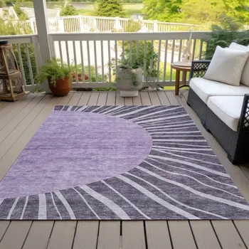 10' X 14' Purple Eggplant And Lavender Abstract Washable Indoor Outdoor Area Rug