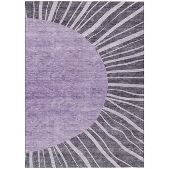 10' X 14' Purple Eggplant And Lavender Abstract Washable Indoor Outdoor Area Rug