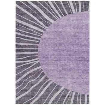 10' X 14' Purple Eggplant And Lavender Abstract Washable Indoor Outdoor Area Rug