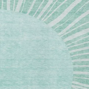 3' X 5' Teal Blue Aqua And Mint Green Abstract Washable Indoor Outdoor Area Rug