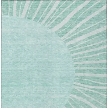 5' X 8' Teal Blue Aqua And Mint Green Abstract Washable Indoor Outdoor Area Rug
