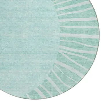 8' Teal Blue Aqua And Mint Green Round Abstract Washable Indoor Outdoor Area Rug