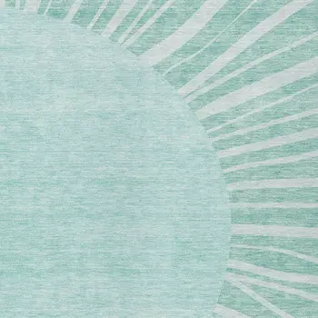 8' X 10' Teal Blue Aqua And Mint Green Abstract Washable Indoor Outdoor Area Rug
