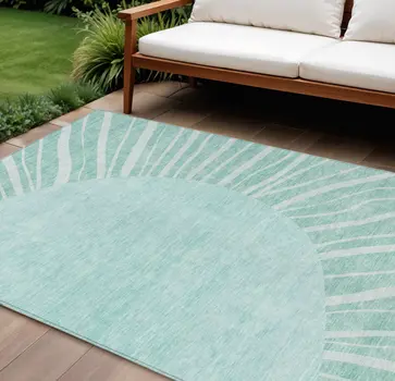 9' X 12' Teal Blue Aqua And Mint Green Abstract Washable Indoor Outdoor Area Rug