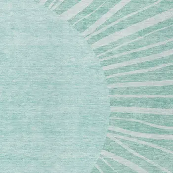 9' X 12' Teal Blue Aqua And Mint Green Abstract Washable Indoor Outdoor Area Rug