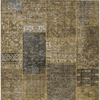 5' X 8' Brown Gray And Charcoal Patchwork Washable Indoor Outdoor Area Rug