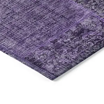 3' X 5' Eggplant Purple And Charcoal Patchwork Washable Indoor Outdoor Area Rug