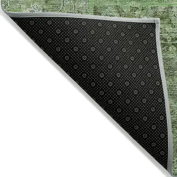 10' X 14' Green And Olive Green Patchwork Washable Indoor Outdoor Area Rug