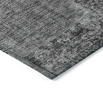 8' X 10' Gray Charcoal And Silver Patchwork Washable Indoor Outdoor Area Rug