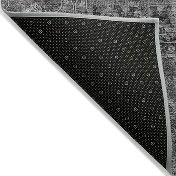 9' X 12' Gray Charcoal And Silver Patchwork Washable Indoor Outdoor Area Rug