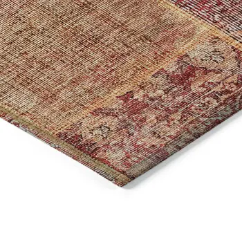 9' X 12' Red Orange And Blue Patchwork Washable Indoor Outdoor Area Rug