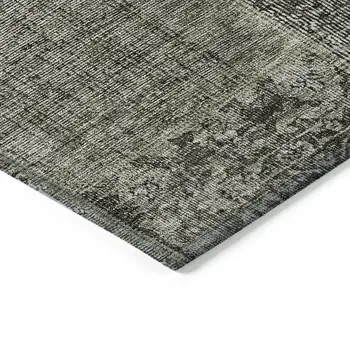 3' X 5' Taupe Brown And Charcoal Patchwork Washable Indoor Outdoor Area Rug