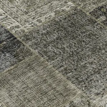 3' X 5' Taupe Brown And Charcoal Patchwork Washable Indoor Outdoor Area Rug
