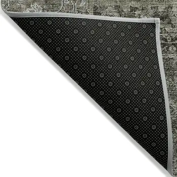 9' X 12' Taupe Brown And Charcoal Patchwork Washable Indoor Outdoor Area Rug