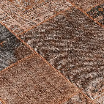 5' X 8' Terra Cotta Copper And Charcoal Patchwork Washable Indoor Outdoor Area Rug