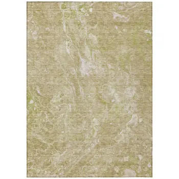 3' X 5' Beige Ivory And Artichoke Green Abstract Washable Indoor Outdoor Area Rug