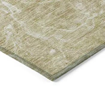 5' X 8' Beige Ivory And Artichoke Green Abstract Washable Indoor Outdoor Area Rug