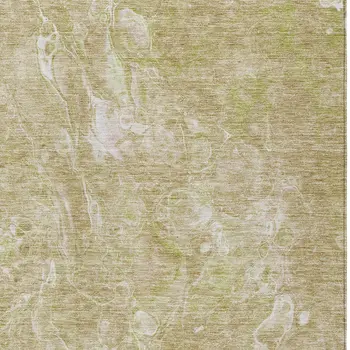 5' X 8' Beige Ivory And Artichoke Green Abstract Washable Indoor Outdoor Area Rug