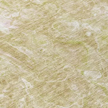8' Beige Ivory And Artichoke Green Round Abstract Washable Indoor Outdoor Area Rug