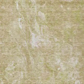 8' X 10' Beige Ivory And Artichoke Green Abstract Washable Indoor Outdoor Area Rug