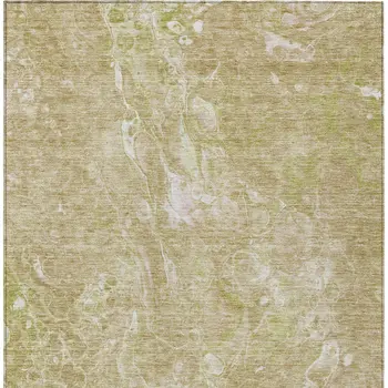 10' X 14' Beige Ivory And Artichoke Green Abstract Washable Indoor Outdoor Area Rug