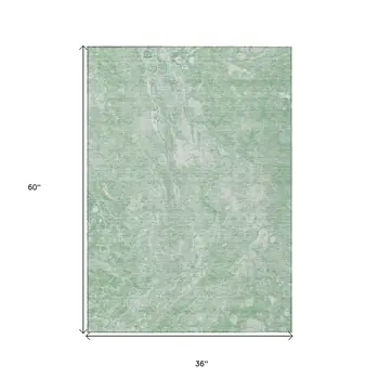 3' X 5' Mint Green Sage And Ivory Abstract Washable Indoor Outdoor Area Rug