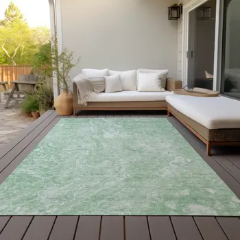 5' X 8' Mint Green Sage And Ivory Abstract Washable Indoor Outdoor Area Rug