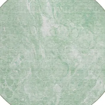 8' Mint Green Sage And Ivory Round Abstract Washable Indoor Outdoor Area Rug